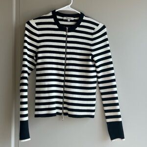 Madewell Black and White Striped Cardigan